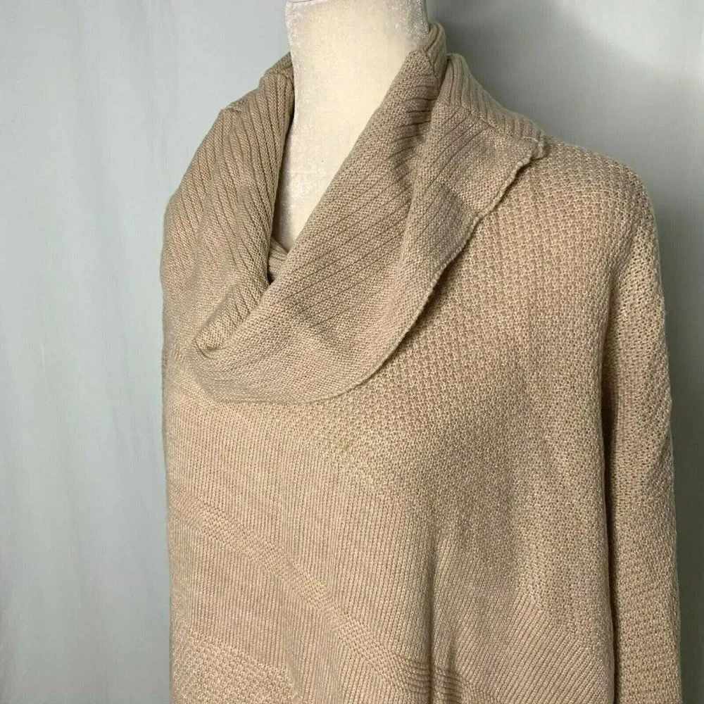 Westbound Cowl Neck Sweater 3X Tan Graham Cracker